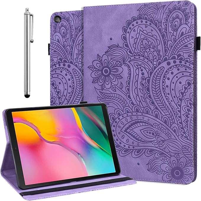 ALILANG Case for Kindle Fire HD 10 (9th Gen 2019/7th Gen 2017/5th Generation 2015) 10.1 Multiple Viewing Angles PU Leather Flip Stand Cover for Amazon Fire HD 10 Case -Purple