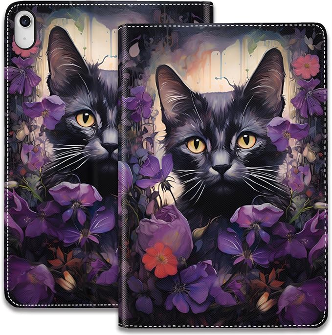Cat & Purple Flower