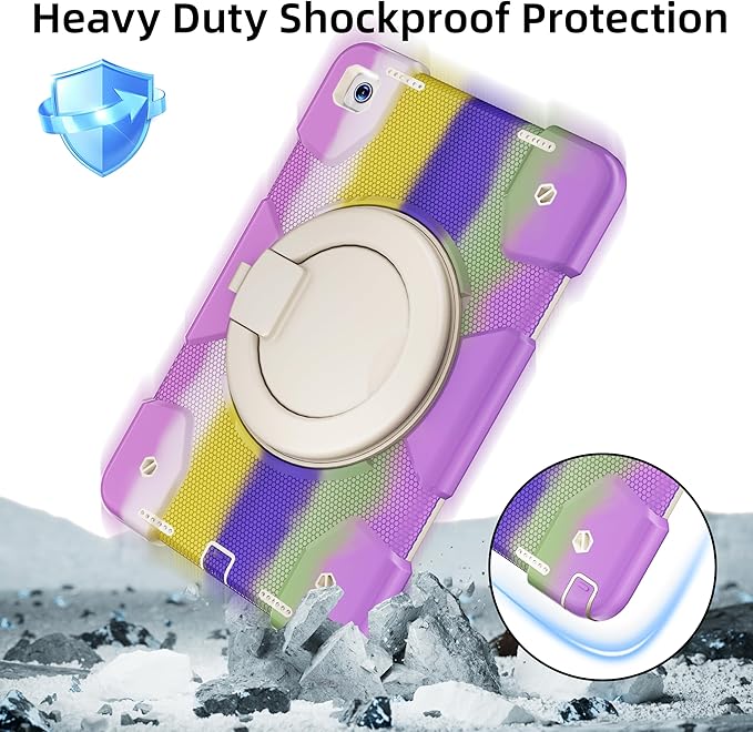 Case for Samsung Galaxy Tab A9+/A9 Plus Case 11 Inch with Screen Protector/360° Rotating Stand/Pen Holder/Shoulder Strap Shockproof Cover for Tablet A9+ 5g (Colorful Purple)