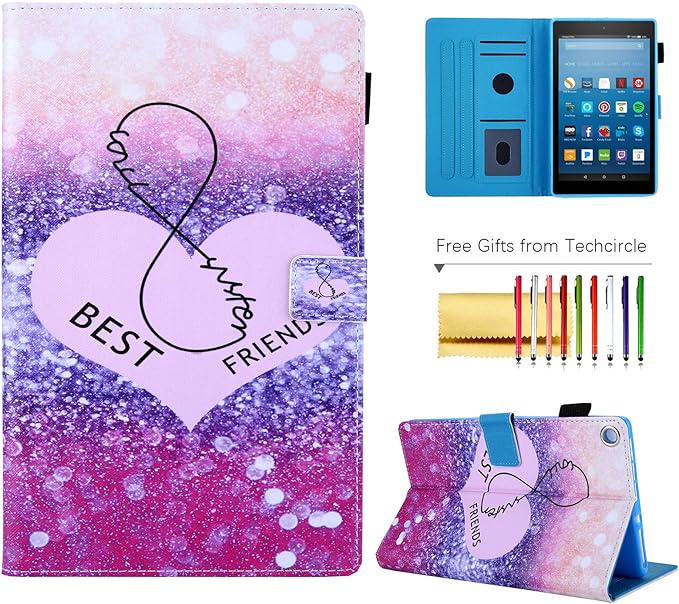 Folio Cover for Fire HD 8 6th/7th/8th Gen Slim Folding Stand PU Leather Protective Wallet Case with Auto Sleep/Wake for Old Amazon Fire HD 8 Tablet 2016/2017/2018 Best Love