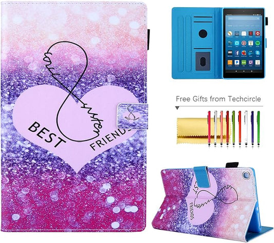 Folio Cover for Fire HD 8 6th/7th/8th Gen Slim Folding Stand PU Leather Protective Wallet Case with Auto Sleep/Wake for Old Amazon Fire HD 8 Tablet 2016/2017/2018 Best Love
