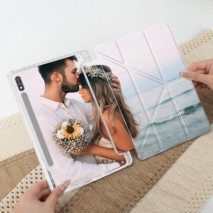 Custom Pictures Personalized Case for Samsung Galaxy Tab S7 11 inch(2020) Built-in Pencil Holder Customized Photo Galaxy Tablet Case with Shockproof Protective Cover Clear PC Back Shell