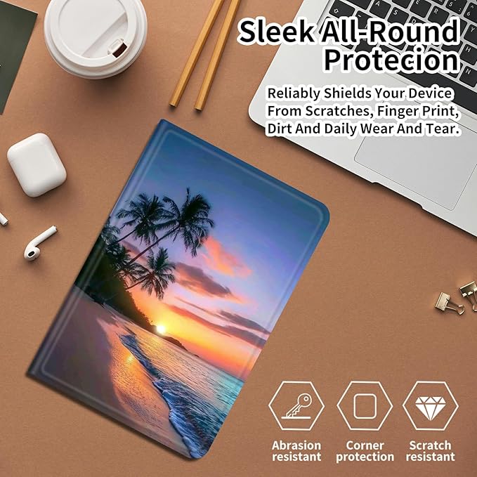 Case for Amazon Fire 7 Tablet 7 12th Generation 2022 Release PU Leather Smart Protective Cover with Auto Sleep/Wake for Fire 7 2022Beautiful Sunset