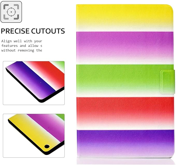 Case for Amazon Fire HD 10 Tablet (2015/2017/2019) Techcircle Slim Folding Stand Magnetic Smart Cover Soft TPU Back Protective Case for All-New Fire HD 10 5th/7th/9th Gen Auto Sleep Rainbow Stripes