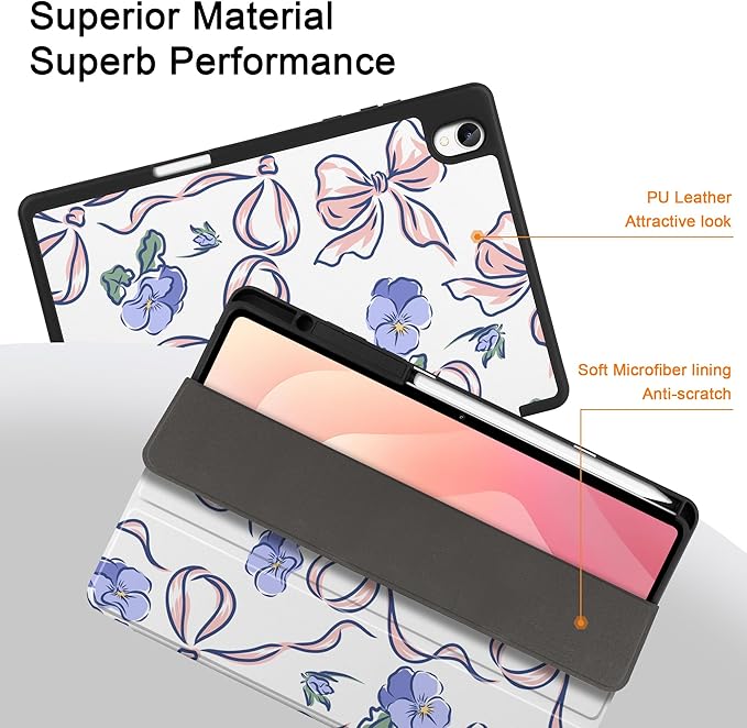 DONGKE Case for Samsung Galaxy Tab S11 5G 11 2025 Model (SM-X730/X736B) Slim Lightweight Trifold Stand Cover with S Pen Holder Auto Sleep/Wake Soft TPU Shockproof Back Pansies Flower
