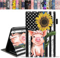 Case for All-New Amazon Fire HD 10 &amp 10 Plus Tablet 10.1 (13th/11th Generation 2023/2021 Release)Slim Stand Folio Cover with Card Slot &amp Auto Wake/Sleep American Flag Pig &amp Sunflower