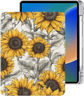 Cute Sunflower for iPad Air4/Air5 for iPad Pro 11 Inch Case 2022/2021/2020 with Pencil Holder Foldable Leather Cover Case Support Auto Sleep Wake