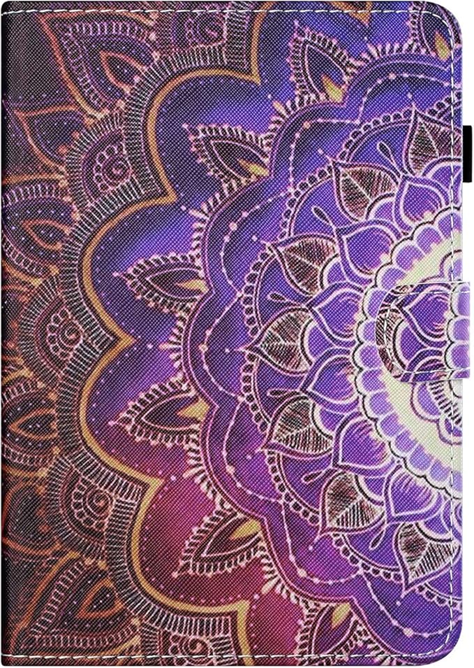 7 Kindle Fire 7 Case 9th/7th/5th Generation (2019/2017/2015 Release) with Stand Pencil Holder [Auto Wake/Sleep] Slim Smart Magnetic Folio PU Leather &amp TPU Back Cover Purple Datura Flowers