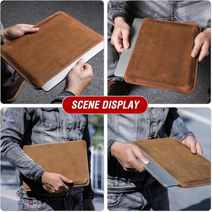 Top Grain Leather Text Custom Sleeve Slim Protector Case for Laptop/Tablet Solid Vintage Design Fully Handmade &amp Text Customizable Compatible with MacBook Pro/Air &amp iPad Pro/Air