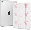 Case for iPad 11 inch A16 2025 Generation 11th / iPad 10.9 inch 10th Generation 2022 Smart Foldable Stand PC Clear Translucent Back Shell Auto Wake/Sleep Slim CoverPink Bows