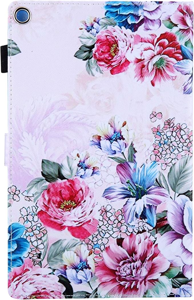Case for 10.1 Amazon Kindle Fire HD 10 Tablet 9th/7th Generation 2019 and 2017 with Stylus Holder Card Slots [Auto Sleep/Wake] Smart Stand PU Leather TPU Magnetic Folio Cover Colorful Rose