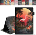 Case for Amazon Kindle Fire 7 Tablet (7 9th/7th Generation 2019/2017 Release) Slim PU Leather Cover with Card Slot &amp Auto Wake/Sleep Flamingo