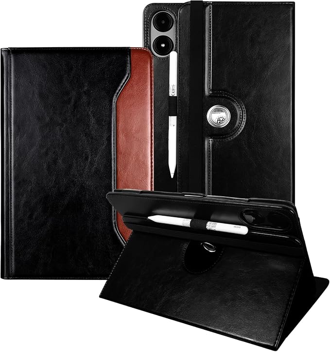 E NET-CASE Case for Xiaomi Redmi Pad 2 Pro/Pad Pro (2025/2024) 12.1 Inch with S Pen Holder丨Shockproof丨Clear Transparent Back Shell丨Multi-Angle Viewing (Black &amp Brown)