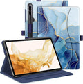 Fintie Case for Samsung Galaxy Tab S10+/ S9+/ S8+/ S7 FE/ S7+ 12.4 Inch Multi-Angle Viewing Protective Cover with Pocket Auto Sleep/Wake Ocean Marble