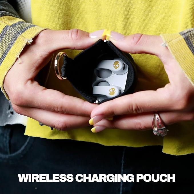 Skullcandy Push 720 Open Wireless Open Ear Bluetooth Earbuds Headphones Waterproof Clip-On Lightweight Design 30 Hours Battery Wireless Charging Pouch Microphone for iPhone Android - Bone