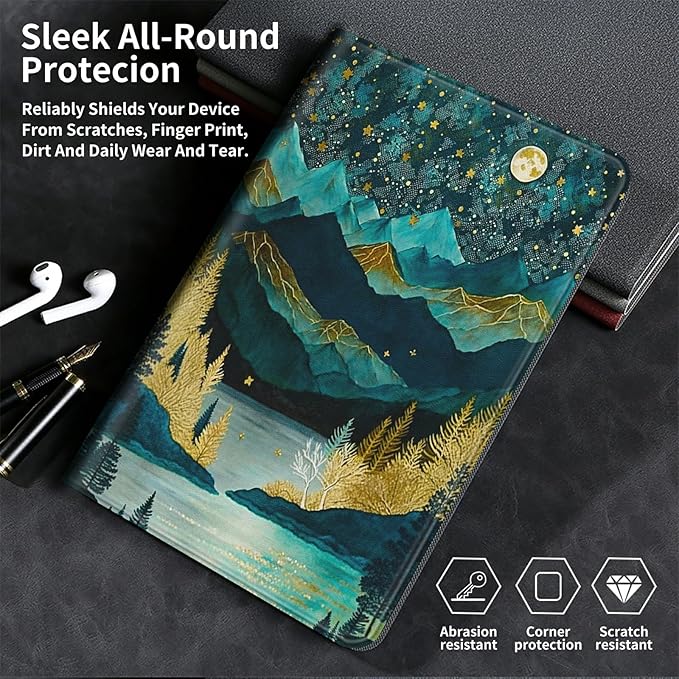 Case for Kindle Paperwhite 12th Generation &amp Kindle Colorsoft Signature Edition 2024 7 inch Lightweight Smart Case PU Leather Adjustable Stand Protective Cover with Auto Wake/Sleep - Mountains