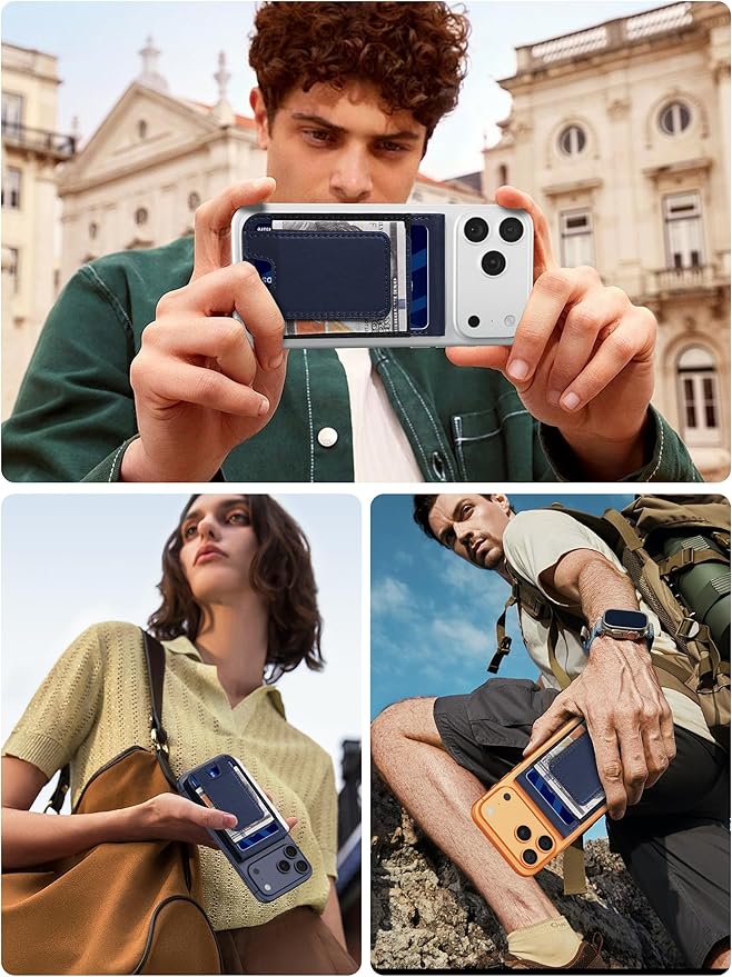 TopMade for MagSafe Wallet with Money Clip Strongest Magnetic Card Holder for iPhone 17/16/15/14/13/12 Series for iPhone Wallet with Adjustable Stand ID Window RFID Blocking Navy Blue