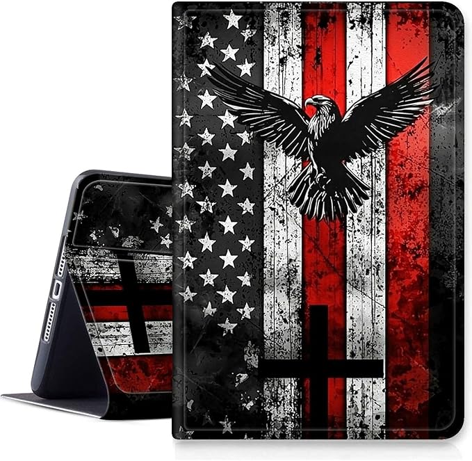for Fire Hd 10 Tablet Case 11th/13th Generation 2021/2023 ReleaseHybrid Slim Multi-Angles Stand Cover for Kindle Fire HD 10 Plus 11th GenAuto Wake/Sleep-Eagle on USA Flag