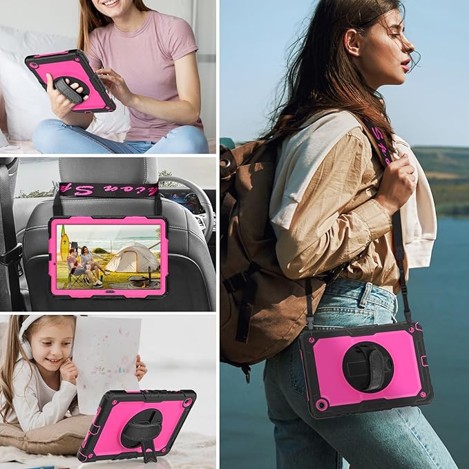 HXCASEAC Case for Samsung Galaxy Tab A11+ Plus Kids 11 Inch Protective with Screen Protector/Hand Strap/Pen Holder Sturdy Shockproof for Samsung A11 Plus Tablet Case Cute for Girls - Rose