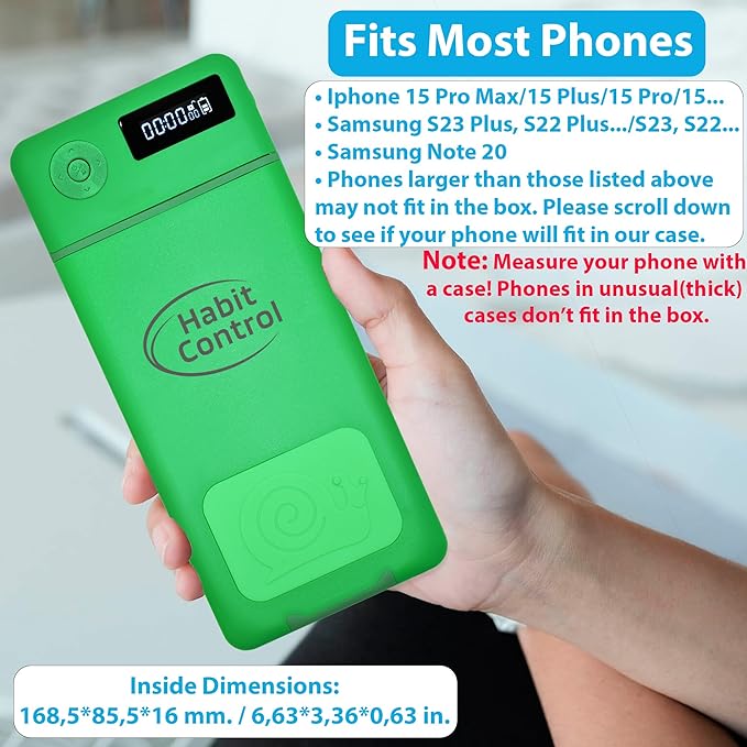 Timed Lock Box - Cell Phone Locker with Charger for Self-Discipline Cell Phone Jail for Teachers Time Locking Container to Limit Smartphone Addiction Small Lockable Safe (Green)
