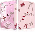 MEEgoodo Case for iPad A16 11th Generation 2025/10th Generation 2022 Glitter Tablet Cases with Transparent Acrylic Back+Trifold Stand +Pencil Holder+Auto Wake/SleepSimple Striped &amp Dots Bow