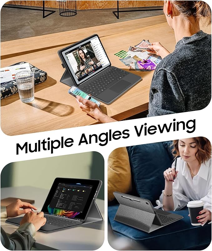 FINTIE Protective Case for Microsoft Surface Pro 12 Inch (2025) Multi-Angle Viewing Portfolio Business TPU Back Cover with Pocket &amp Stylus Holder Compatible with Type Cover Keyboard (Gray)