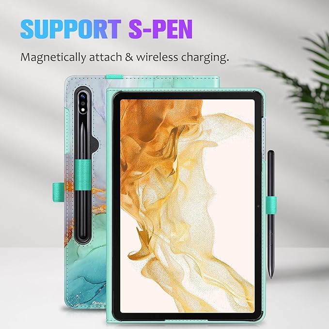 Fintie Case for Samsung Galaxy Tab S10+/ S9+/ S8+/ S7 FE/ S7+ 12.4 Inch Multi-Angle Viewing Protective Cover with Pocket Auto Sleep/Wake Emerald