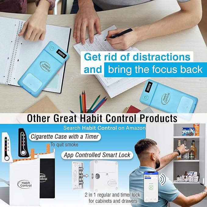 Cellphone Lock Box - Timer Locked Box for Self-Discipline Portable Time Phone Safe Lock for iPhone and Android Mobile Phones Lockbox for Cell Phones to Reduce Screen Time (Blue)