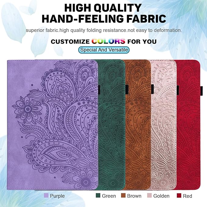 for Amazon Kindle Fire HD 10 &amp Fire HD 10 Plus Tablet Case 13th/11th Generation 10.1 (2023/2021) Folio Stand Embossed PU Leather Wallet Cover with Pencil Holder/Pocket Red Peacock Flower
