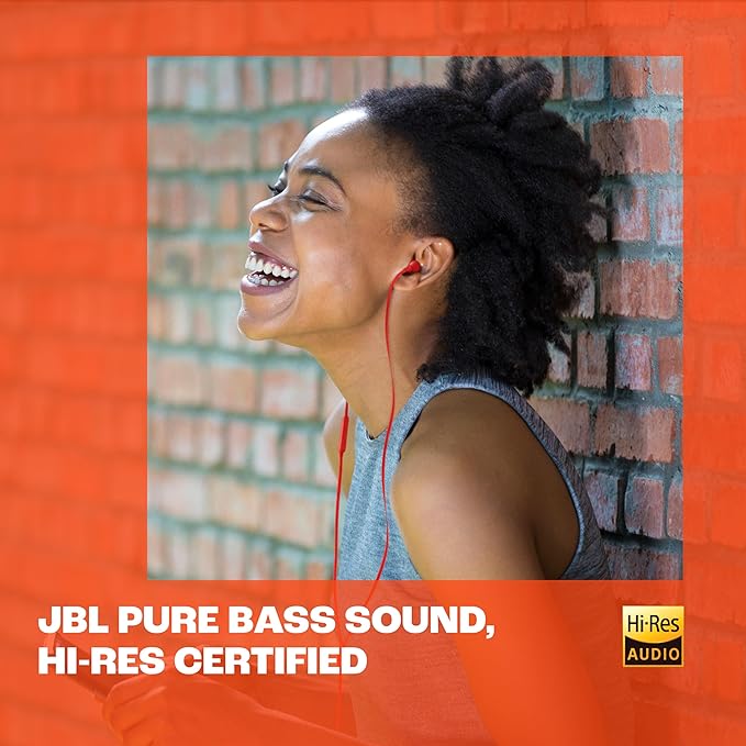 JBL Tune 310C - Wired Hi-Res in-Ear Headphones Tangle-Free Flat Cable 3-Button Remote with Microphone (Black)