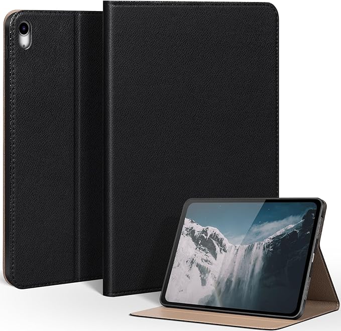 for iPad Air 11 Inch M3 2025/ M2 2024iPad Air 10.9 Inch Case 5th/4th Gen 2022/2020Leather Folio Cover with Auto Wake/Sleep Adjustable StandMultiple View Angles Protection Case-Black