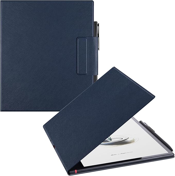 BOZHUORUI Magnetic Case for Boox Note Air 5 C Tablet ePaper (10.32025 Released) | Pen Buckle Design | with Auto Sleep/Wake | Thin &amp Light | PU Leather Cover (Dark Blue)