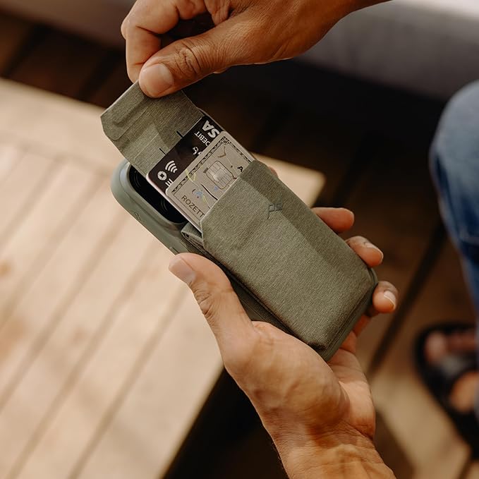 Peak Design Mobile Stand Wallet Sage Slim Profile On-Demand Stand Weatherproof Nylon Fabric Connects to Mobile Cases MagSafe Compatible for iPhone Samsung and Google Phones