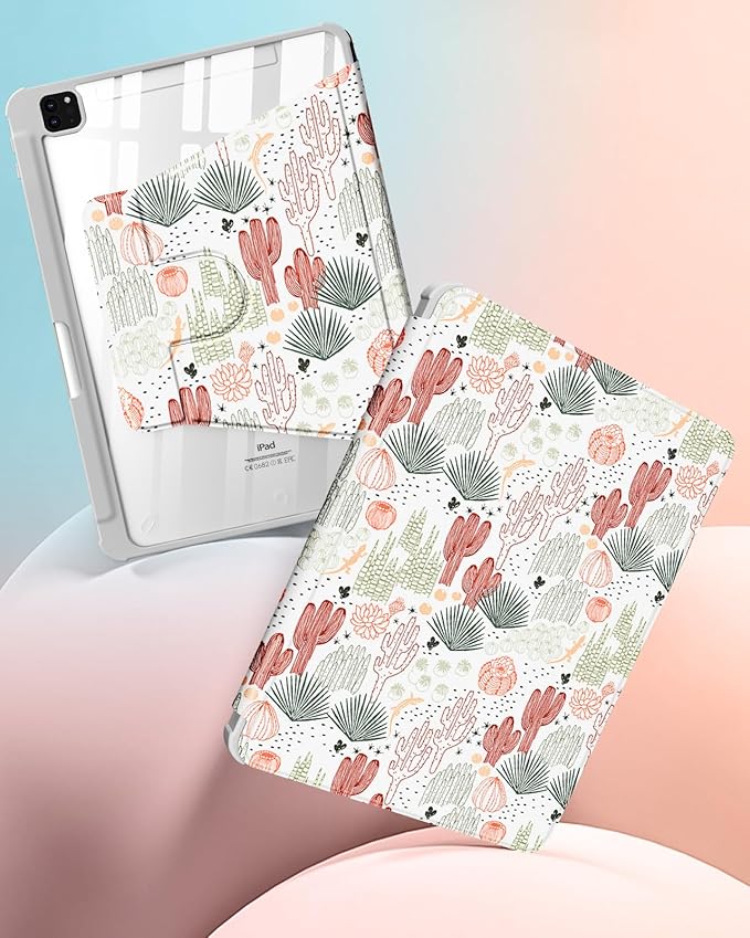 for iPad Air 11 inch Case Air 5th/4th Generation 10.9 Pro 11'' Case Women Girls for Apple Pencil Holder Cute Plants Rotating Folio Cover for iPad Air 11 2024 (M2) 10.9 2022 2020 Pro 11