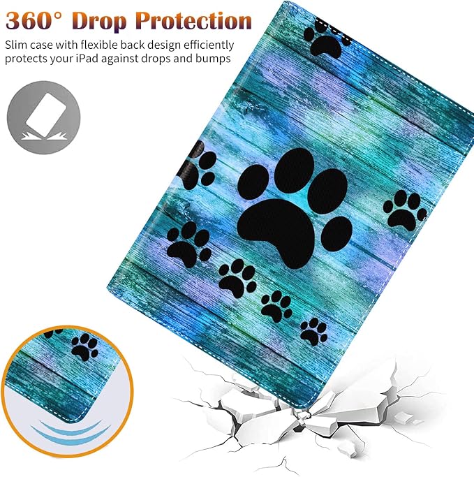Antique Blue Wood Grain Dog Paw