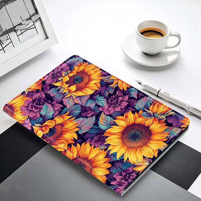 for iPad 9th/8th/7th Generation (2021/2020/2019) 10.2-inch PU Leather Cover with Auto Wake/Sleepand Adjustable Viewing Angles.Sunflower