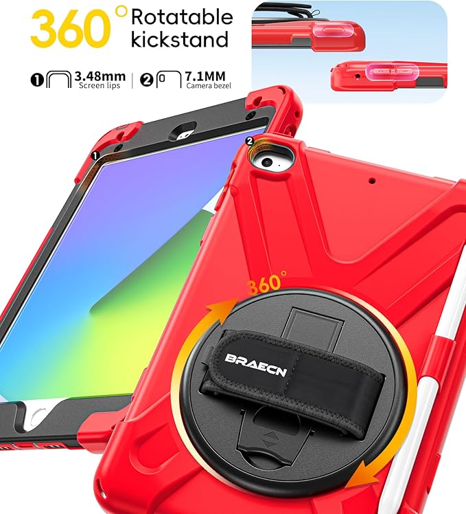 BRAECN iPad mini 5 CaseiPad mini 4 Case Heavy Duty Shockproof Protective Rugged Case with Pencil HolderHand StrapKickstand Shoulder Strap for iPad mini 5th/4th Generation 7.9 Inch for Kids