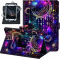 for Universal 10 10.1 Inch Android Tablet Case 360 Degree Rotating Leather Stand Folio Cover for iPad 9.7/10.2/10.5/Galaxy Tab 9-10.5/Fire HD10 &amp More 9.0-10.5 Inch TabletPurple Glitter Moon