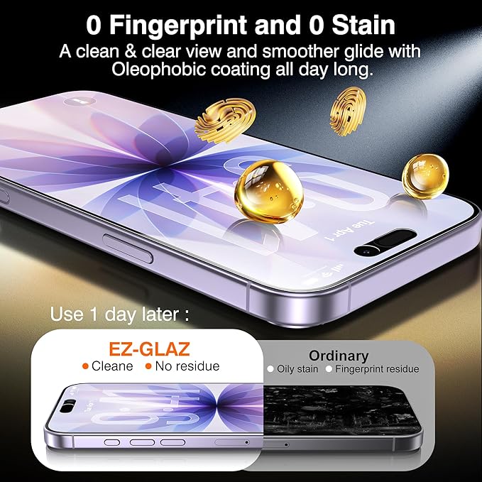 EZ-GLAZ- 4 Pack for iPhone 17 Privacy Screen Protector [6.3] With 2 Pack Camera Lens Protector 9H+ Hardness 12FT Military Grade Shatterproof Scratch Resistant Durable Tempered Glass Film with Flawle