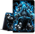 DIGTIALLL Case for Amazon Kindle Fire HD 10 Tablet 13th Generation 2023 Release 10.1 PU Leather Smart Protective Cover with Auto Sleep/WakeBlue Skull