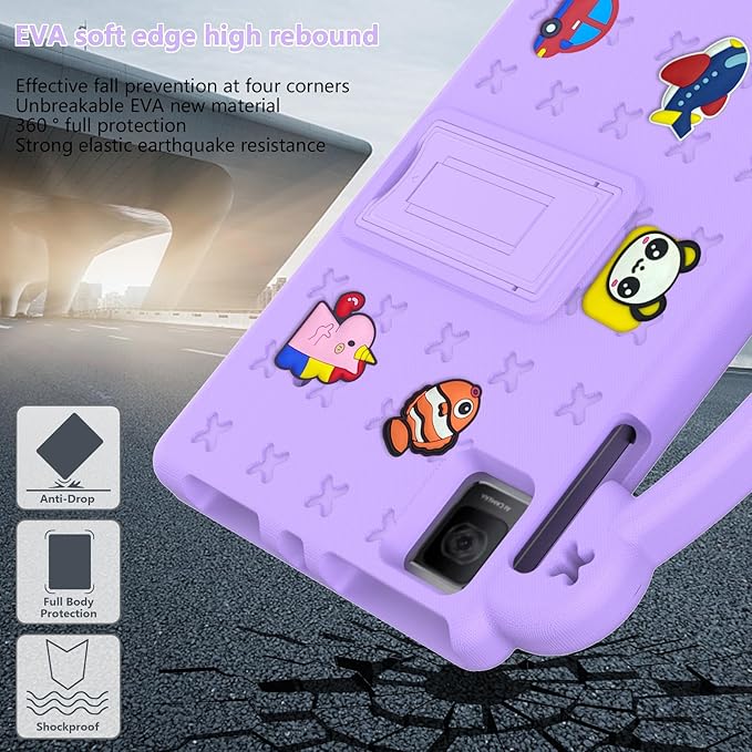 Dteck Tablet Case for T-Mobile Revvl Tab 5G 2023 Cute Cartoon Panda Shockproof Rugged Lightweight Convertible Stand Handles Kids Friendly Case for T-Mobile REVVL Tab 5G 2023 10.36 TabletLightpurple