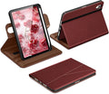 DTTO for iPad mini 7 (A17 Pro) Case iPad mini 7th / 6th Generation Case (2024/2021) 360 Degree Rotating Premium Leather Folio Stand Cover with Pencil Holder Burgundy Red