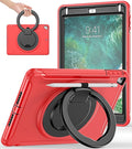 BATYUE Case for iPad 6th Generation 9.7 inch 2018 iPad 5th Gen 2017 iPad Air 2/ iPad Pro 9.7''Shockproof Protective Cover with Pencil Holder &ampRotating Kickstand for KidsBoysGirls Red