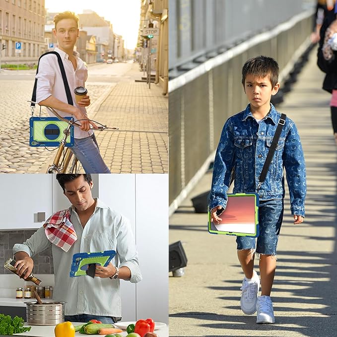 Tablet Case Compatible with Samsung Galaxy Tab S10 FE Plus 13.1 Inch 2025 Model (SM-X620/X626) CaseHeavy Duty Shockproof Rugged Protection Cover Stand &ampHand Strap+Shoulder Strap(Green)