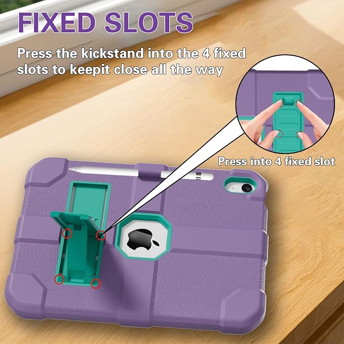 Case for iPad (A16) 11th Generation 11 Inch 2025 / iPad 10th Generation 10.9 Inch 2022 Rugged Heavy Duty Protective Cover [Built-in Pencil Holder ] for iPad 11/10 Gen (Purple)