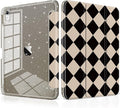 DONGKE for iPad Pro 11 inch Case – Fits M5 2025 / M4 2024 Shockproof Sparkling Glitter Acrylic Back Pencil Holder Trifold Stand Auto Sleep/Wake &amp Touch ID Support - Argyle Pattern