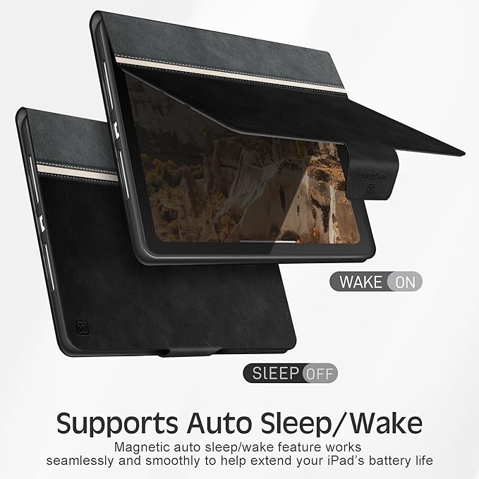 KingBlanc Case for iPad (A16) 11th Generation 11-inch 2025 iPad 10th Generation 10.9 2022 with Pencil Holder Vegan Leather Protective Stand Cover Auto Sleep Wake Multi-Angle Viewing/Typing Black