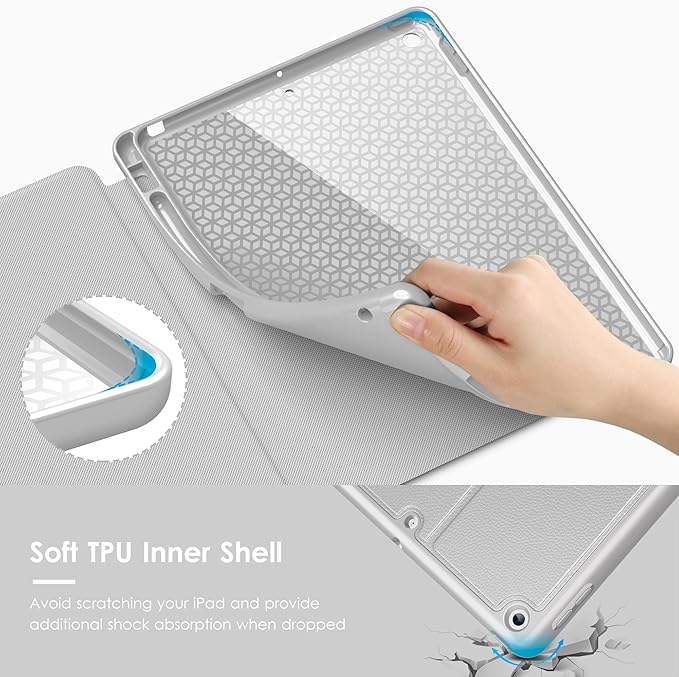 VIKESI Case for iPad 9th / 8th / 7th Generation 10.2 inch (2021/2020/2019 Released)Multiple Angles Magnetic Stand CoverShockproof BackPencil Holderand Auto Sleep/WakeGray