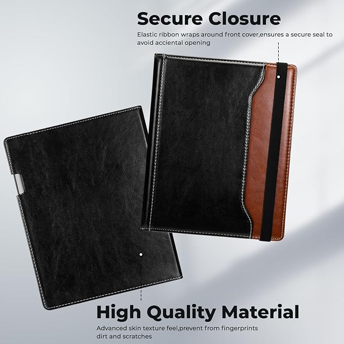 E NET-CASE Case for Remarkable 2 Tablet 10.3 inch (2020 Released) - New Business Design Upgraded Leather Cover for Remarkable 2 Digital Paper with Stand &amp Pen Holder (Black&ampBrown)