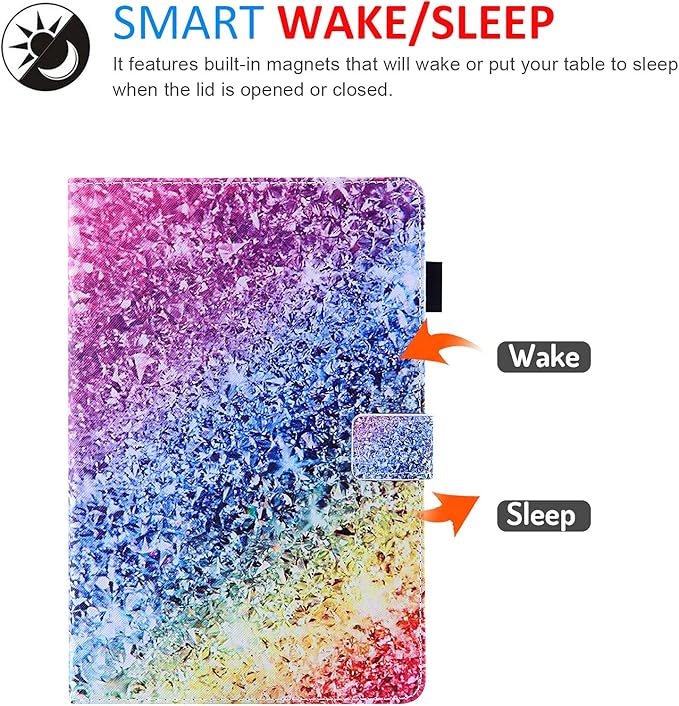 Dteck Case for All-New Fire HD 10 &amp HD 10 Plus Tablet (2021 Release 11th Generation) - Slim Multi-Angle Folio Stand Premium PU Leather Protective Smart Cover with Auto Wake Sleep Colorful Sand